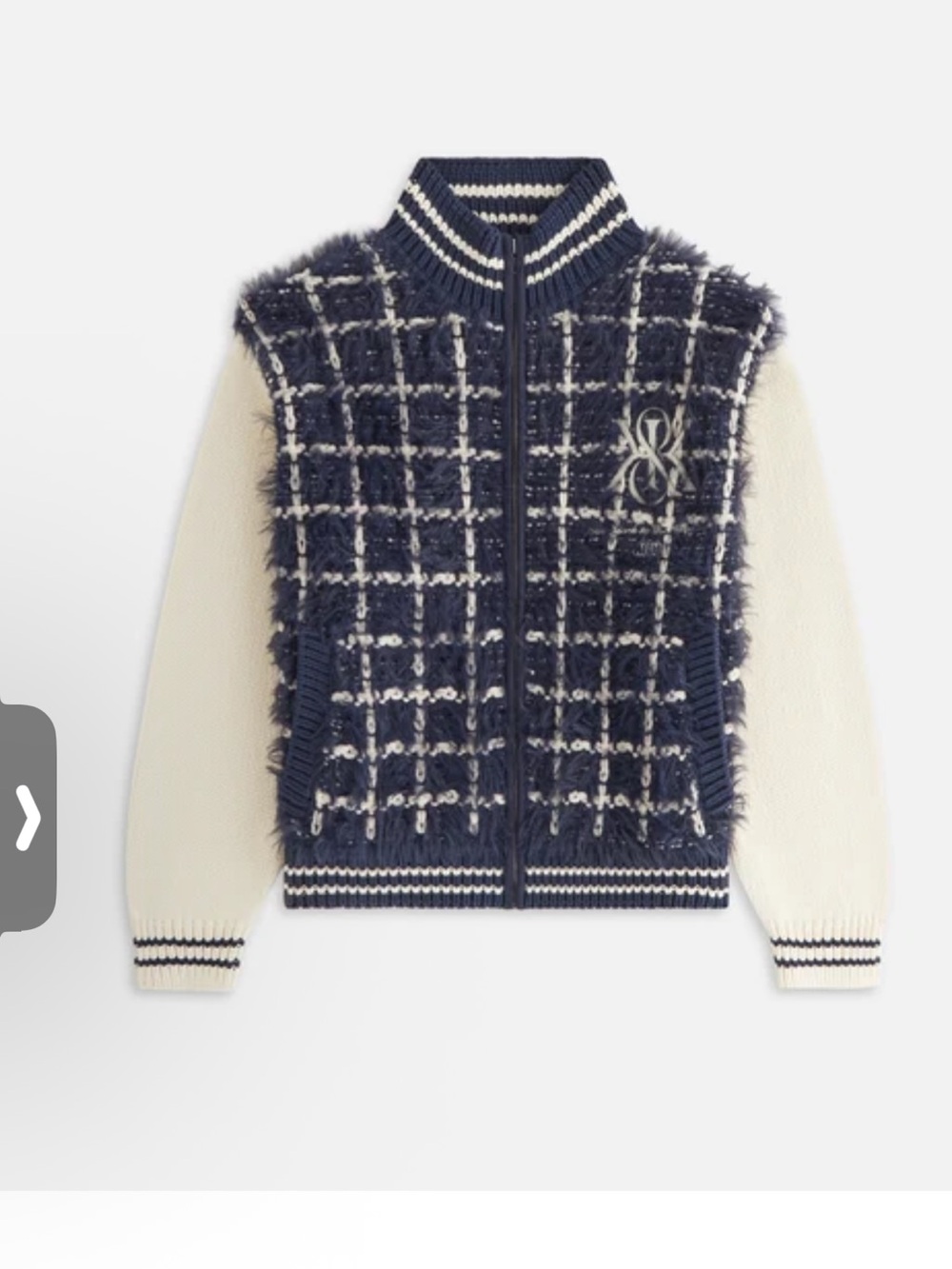Kith Navy & Cream Fuzzy Zip-Up Sweater